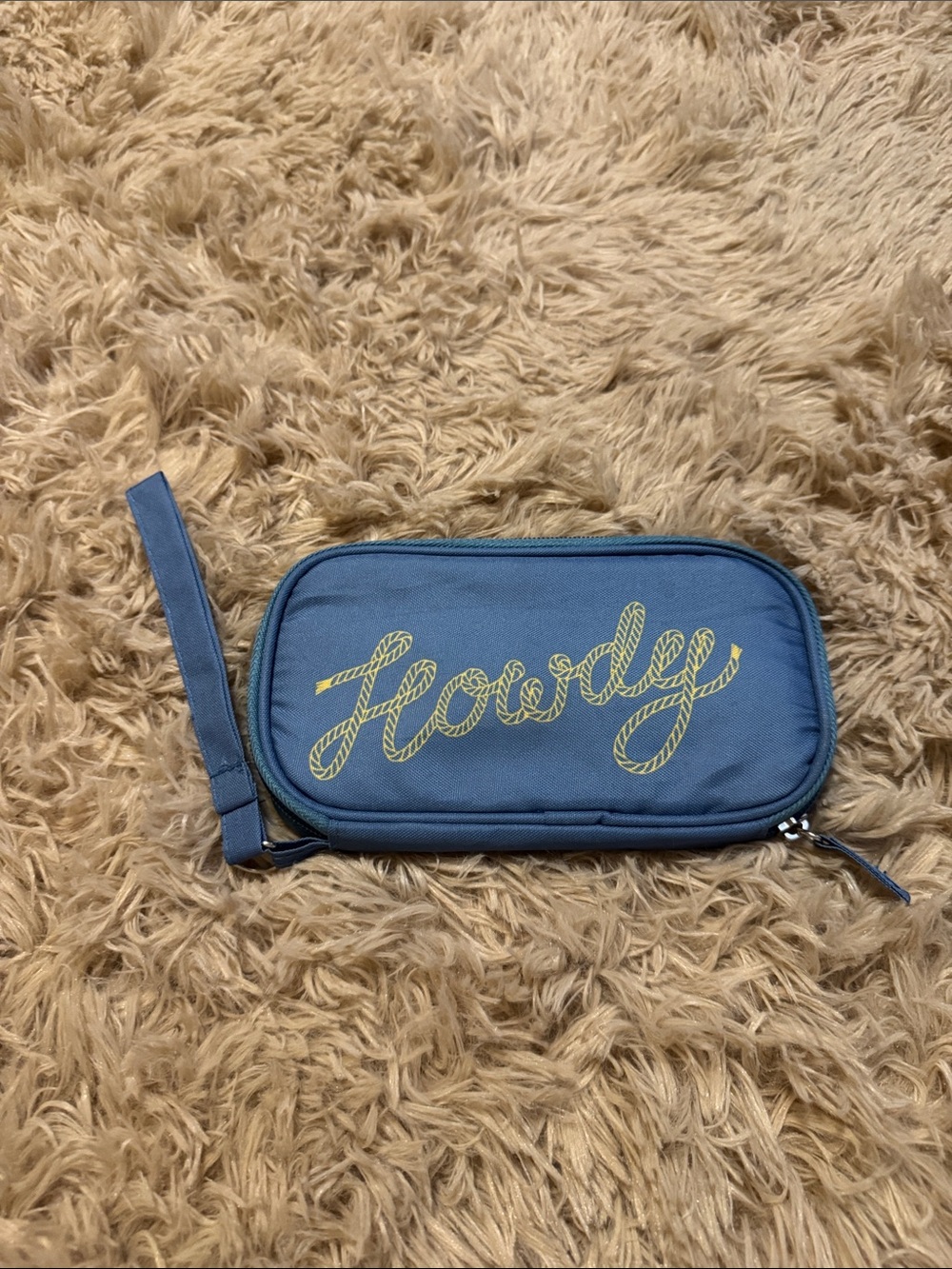 Blue 'Howdy' Tech Wristlet Pouch